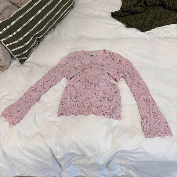 Freshman 1996 Pink Knitted Sweater Tank Top SMALL 2 Piece Set - Picture 2 of 7